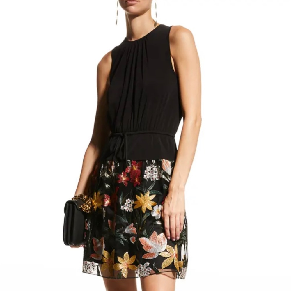 AIDAN BY AIDAN MATTOX: Stretch bodice dress with embroidered skirt